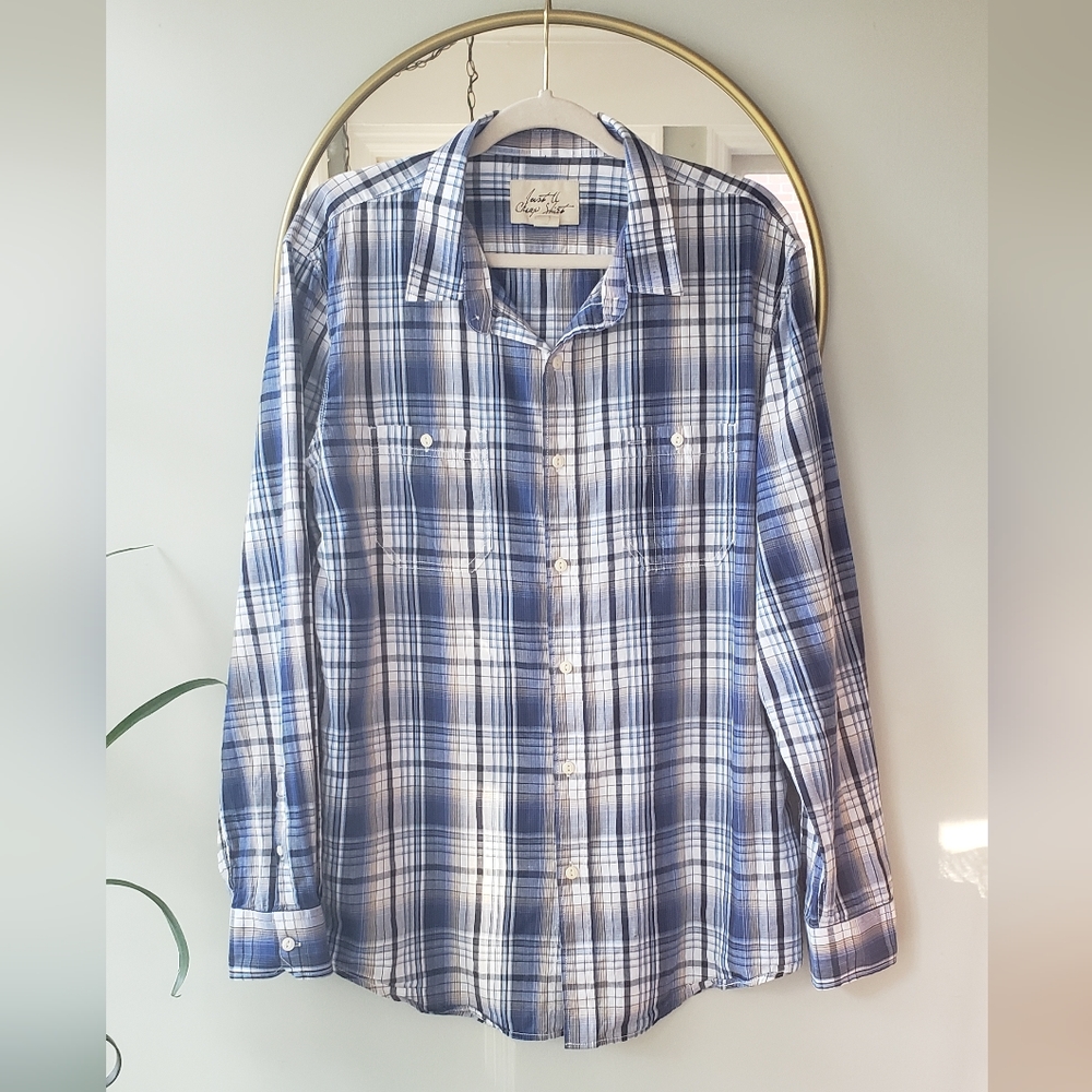 Just A Cheap Shirt Blue Plaid Button Front Casual Shirt Size XL